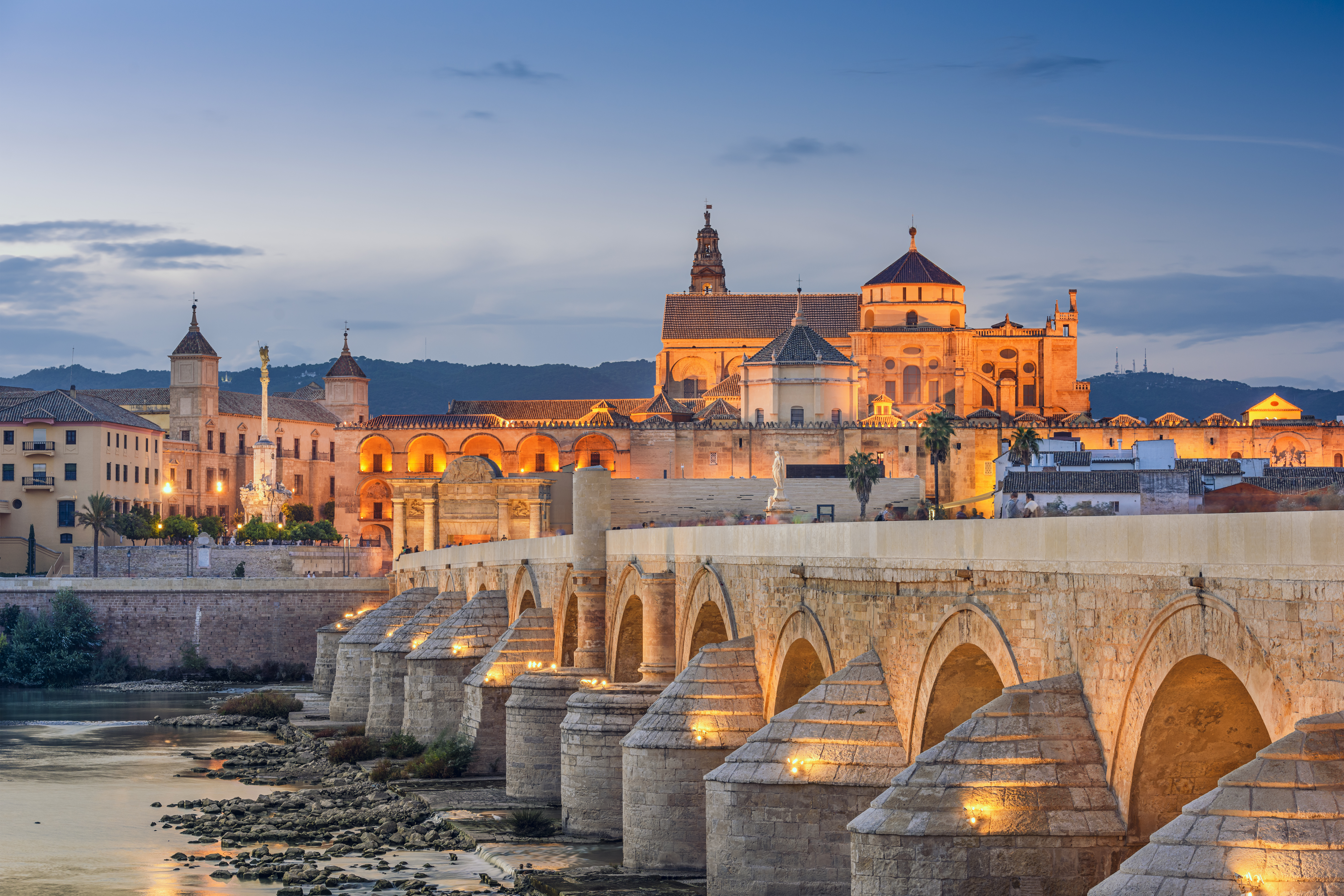 Cordoba, Spain at the Roman Bridge and Mosque-Cathedral-iStock-