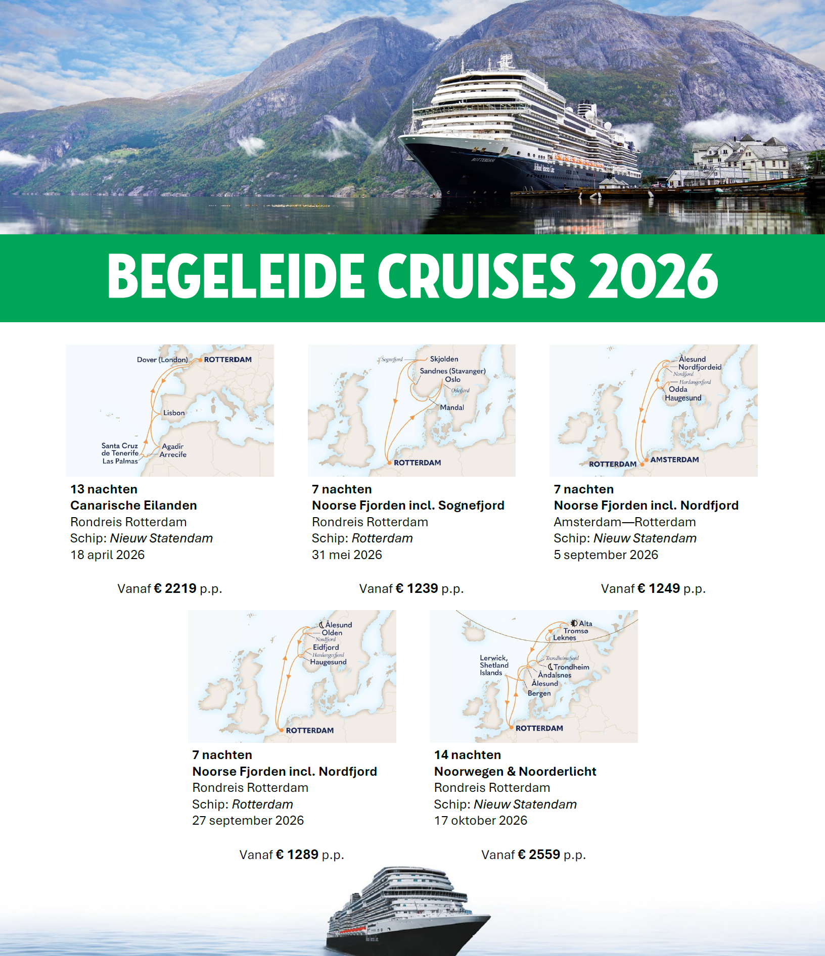 Begeleide cruises Holland America Line