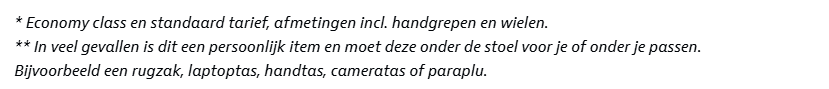 Bijlage bagage overzicht