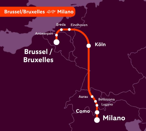 Route nachttrein