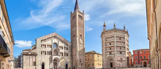 Panorama of Piazza Duomo in Parma